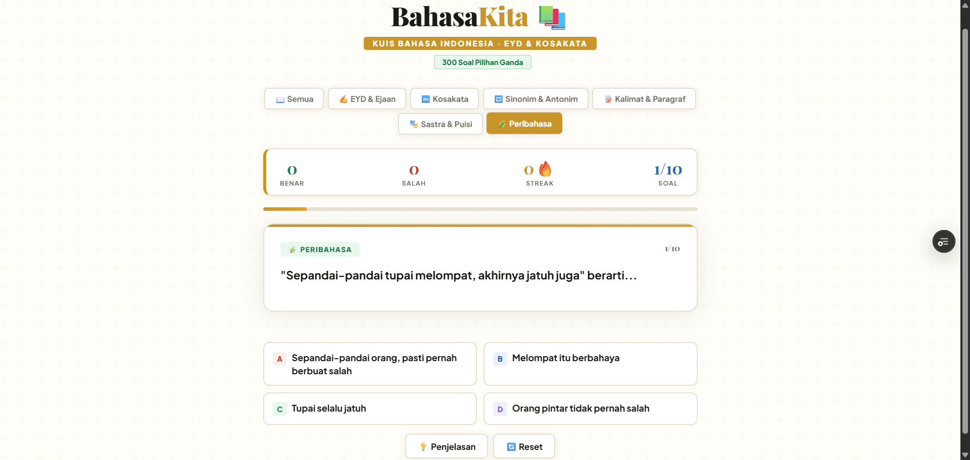 bahasaindo learning platform screenshot